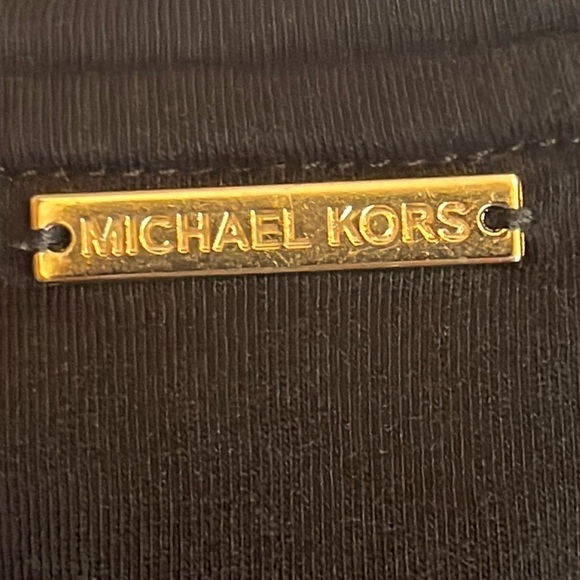 Michael Kors black 3/4 length bell sleeve top with gold metal accents size L - Picture 5 of 9